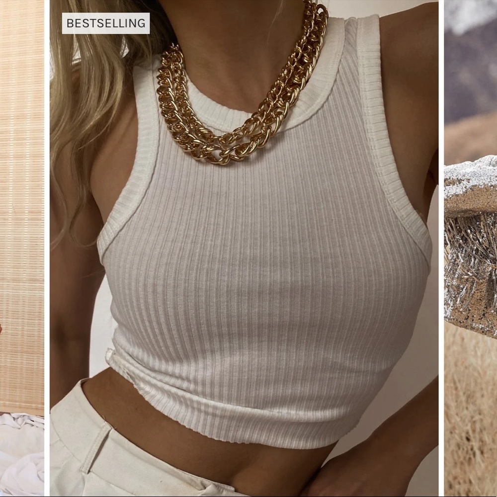 12th Tribe Ryann White Cropped Tank, L, NWT